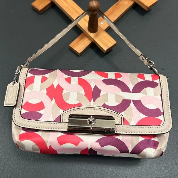 Coach Y2K Kristin Signature Monogram Multicolor Wristlet OP Art Fuchsia & Purple - Picture 14 of 14